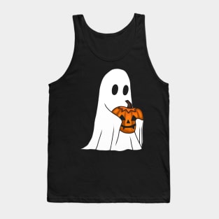Spooky Ghost Boy Loves His Jack-o-lantern II Tank Top